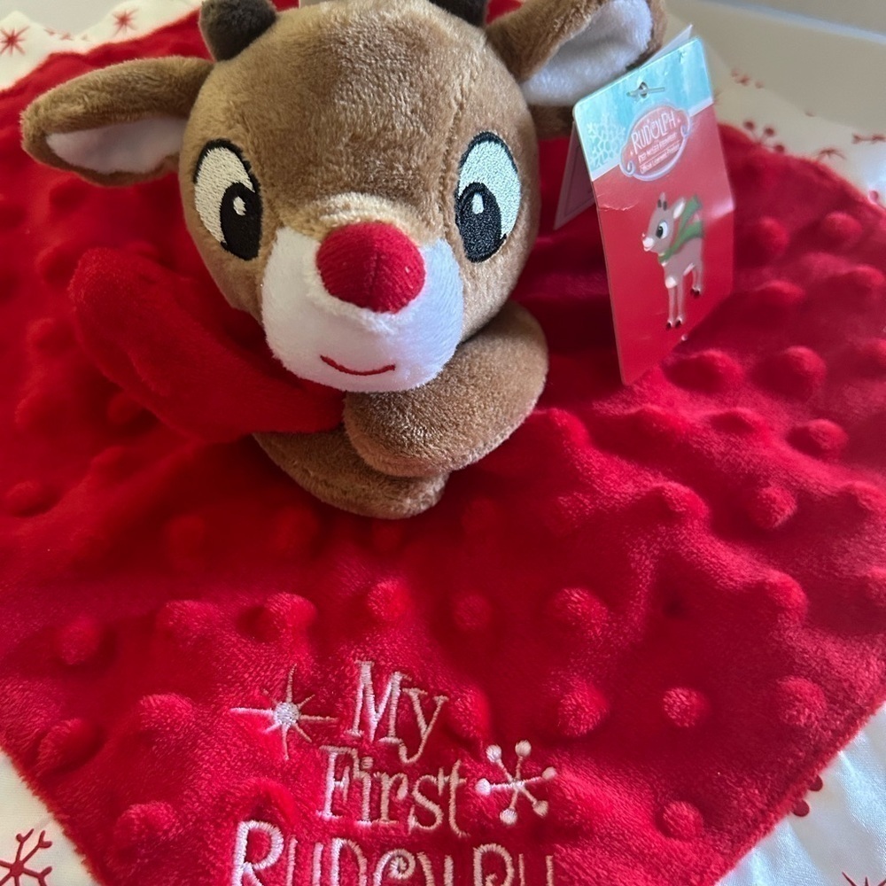 MY FIRST RUDOLPH Snuggle Security Blanket & Reindeer on Strike Book / BRAND NEW - Picture 3 of 9